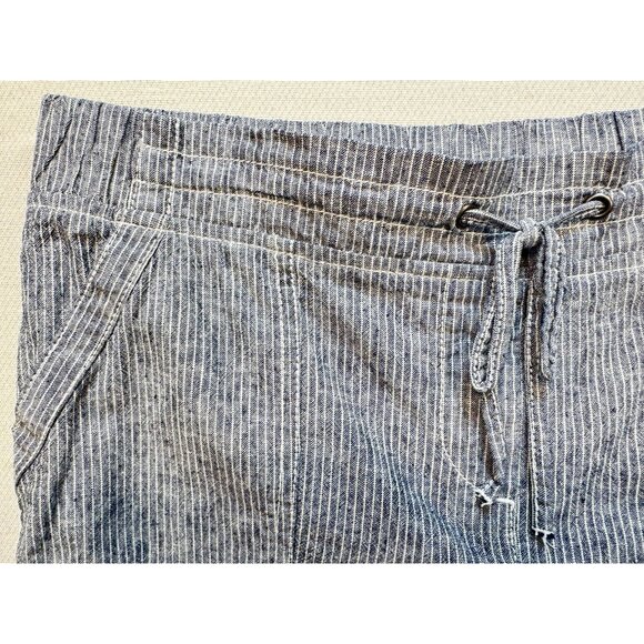 Talbots Womens Linen-Blend Shorts Size 6P Blue Striped Drawstring Lounge Summer - Picture 4 of 12